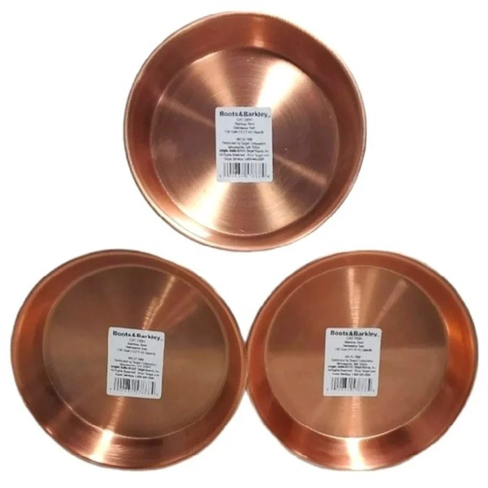 Boots & Barkley Stainless Steel Cat Dish Pet Bowl Rubber Bottom Lot Of 3